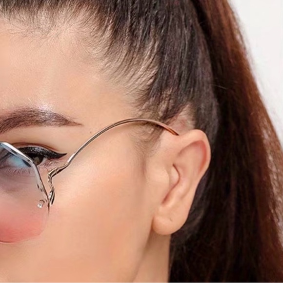 😎2/$30 Gradient Pink Rimless Octangular Sunglasses - Women’s - Picture 5 of 5